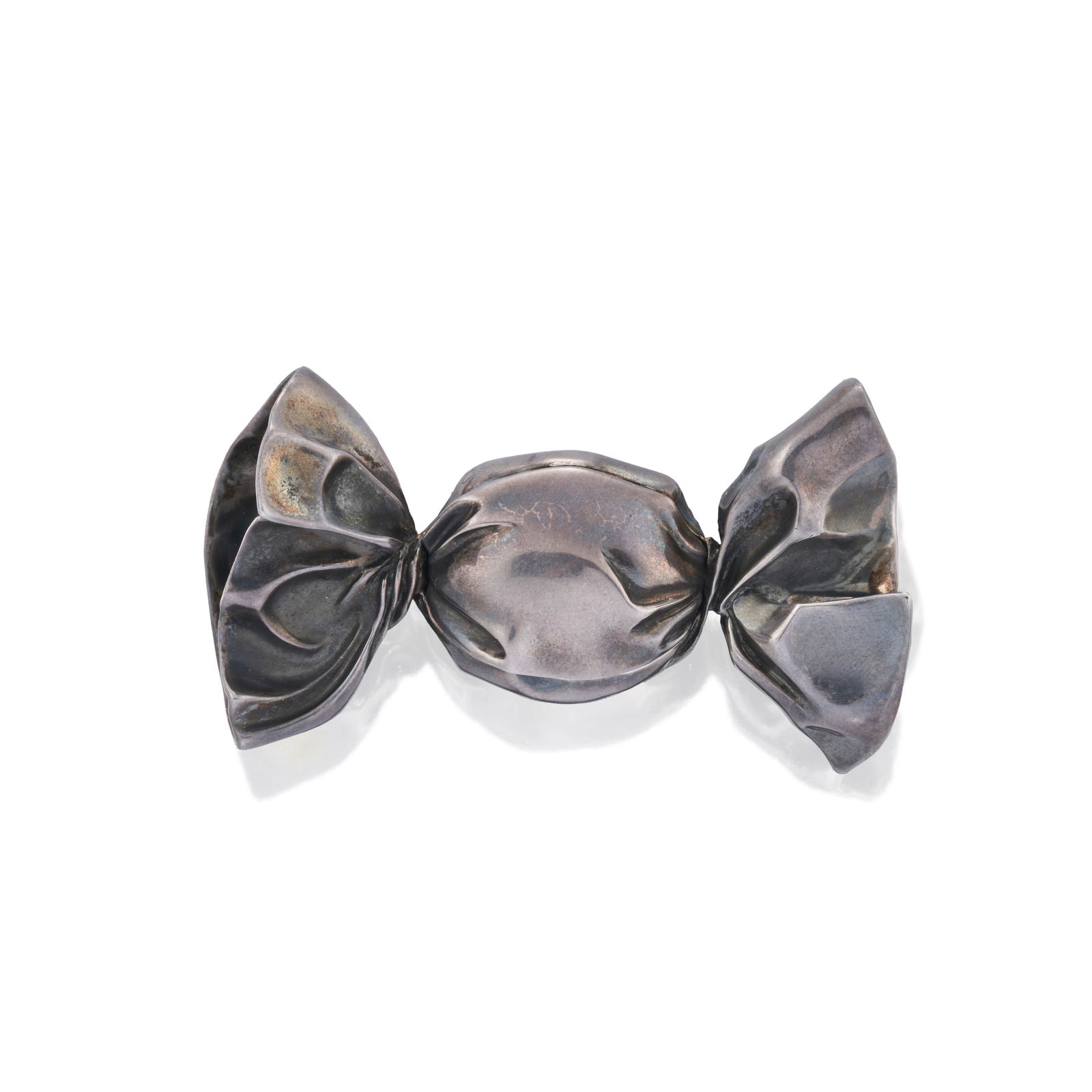 JAR: A SILVER 'JOURS DE JAR' PILL BOX, FRANCE: JAR: A SILVER 'JOURS DE JAR' PILL BOX, FRANCE The hinged box designed as a piece of candy, signed Jours de Jar Paris, with pouch, French maker's mark and guarantee stamps, maker's mark 2 11/16 x 1 1/2