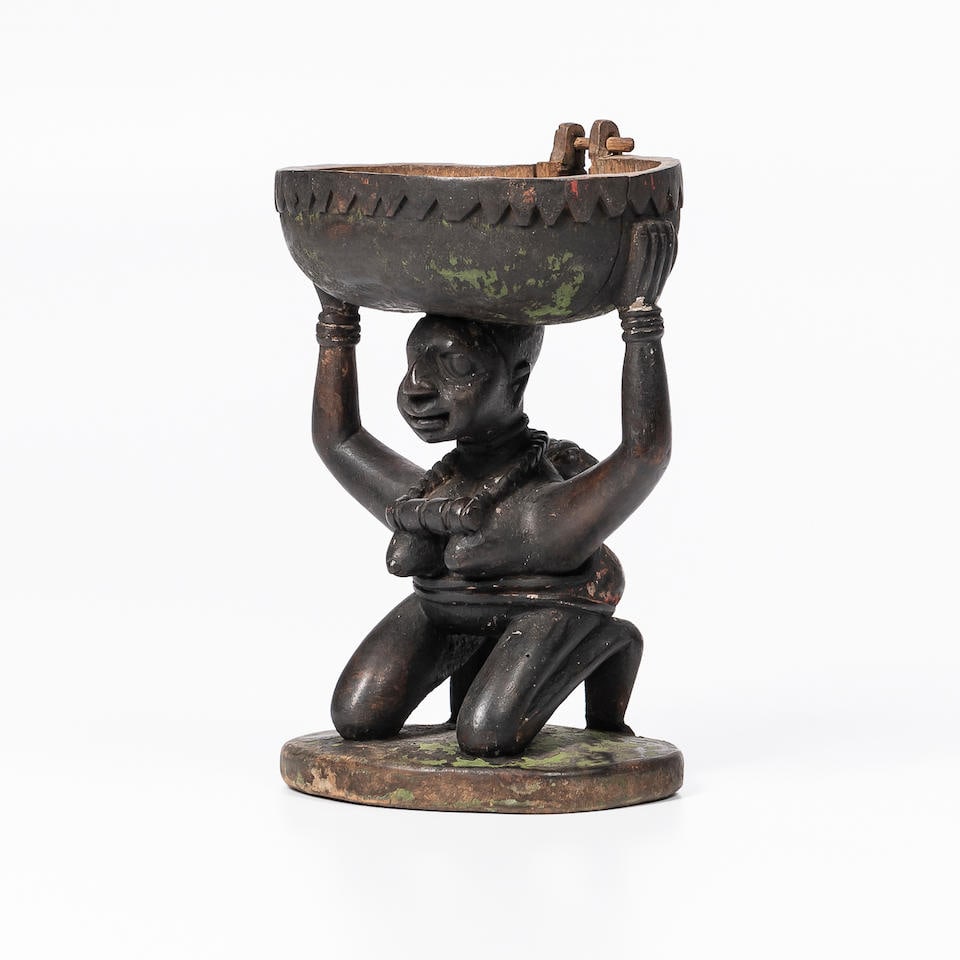 YORUBA BOWL ht. 8 3/4, wd. 5 1/2 in. (1 of 4)