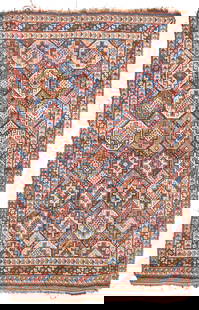 SOUTHWEST PERSIAN RUG 5 ft. 1 in. x 7 ft. 1 in.: SOUTHWEST PERSIAN RUG c. 1880 Provenance: The Jim Dixon Collection 5 ft. 1 in. x 7 ft. 1 in. Footnotes: OVERALL CONDITION: Wear consistent with age and use. This condition report is provided for your