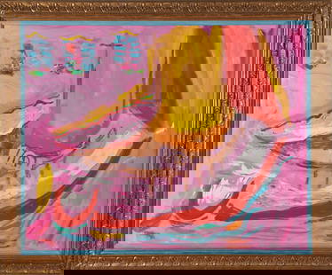 BOB PAUL KANE (AMERICAN, 1937-2013)  ABSTRACT UNDER A BRIDGE: BOB PAUL KANE (AMERICAN, 1937-2013) ABSTRACT UNDER A BRIDGE Oil on canvas, unsigned, framed, 39 1/2' x 49 1/4' sight size, 48 3/4' x 58 3/8' frame size. Footnotes: N.B. Bob Paul Kane was an American p