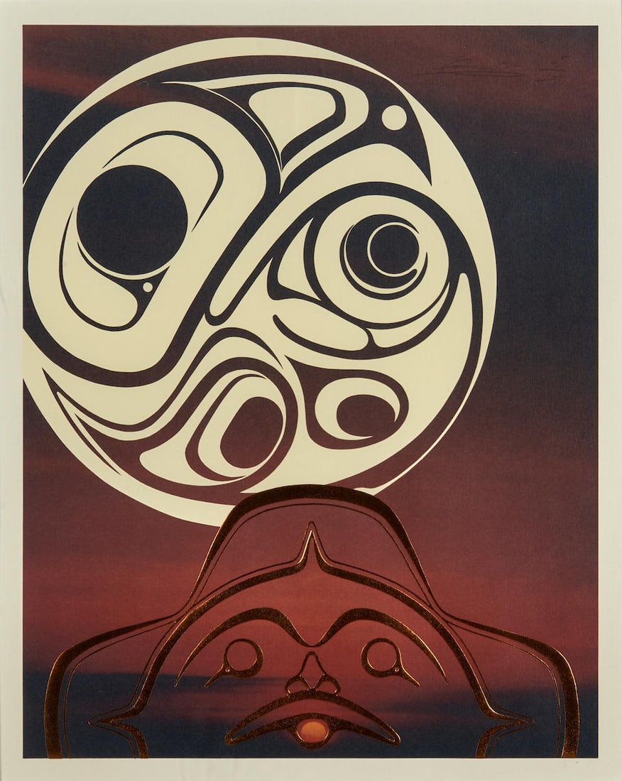 CONNIE DICKENS SERIGRAPH, 'RISING MOON & SETTING SUN' Connie Dickens, Tsimshian, (20th/21st cent... (1 of 2)