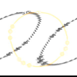 CHANEL: GRIPOIX BRAIDED CHAIN NECKLACE 1970's: CHANEL: GRIPOIX BRAIDED CHAIN NECKLACE 1970's • Gold-Tone Metal • Nine 'Caged' Spheres with Multicolor Gripoix Beads • Circular Spring Clasp • Measurements: Spheres: 2 cm x 2