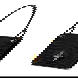 HERMÈS: POROSUS CROCODILE SAC NOIR SHOULDER BAG 1960'S: HERMES: POROSUS CROCODILE SAC NOIR SHOULDER BAG 1960'S • Black Crocodile Leather Exterior • Gold Tone Hardware • Twist-Lock Closure • Leather Lined Interior with Interior Snap