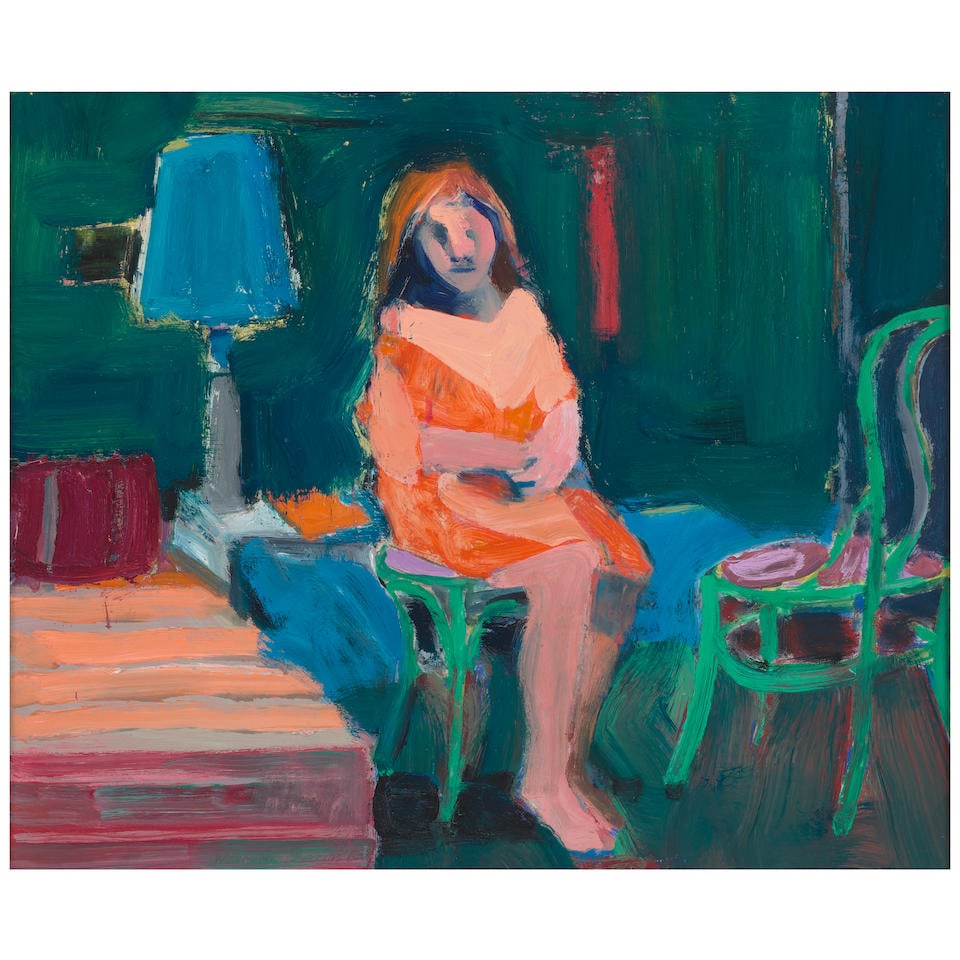 WILLIAM THEOPHILUS BROWN (1919-2012) Girl in Orange Dress, 1963: WILLIAM THEOPHILUS BROWN (1919-2012) Girl in Orange Dress, 1963 inscribed 'GG5' #116' (on the reverse) oil on paper on Masonite 14 x 17 in. 35.6 x 43.2 cm. Footnotes: Provenance Felix Landau Gallery,