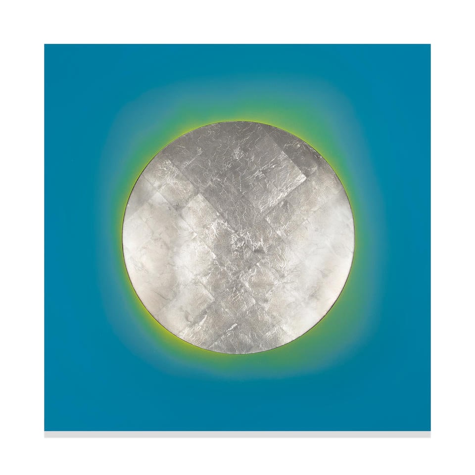 LITA ALBUQUERQUE (B. 1946) Metallic Ascent, 2018: LITA ALBUQUERQUE (B. 1946) Metallic Ascent, 2018 signed, inscribed and dated 'Lita Albuquerque 2018 LA2018.12' (on the reverse) pigment and white gold leaf on resin on panel 42 x 42 in. 106.7 x 106.7
