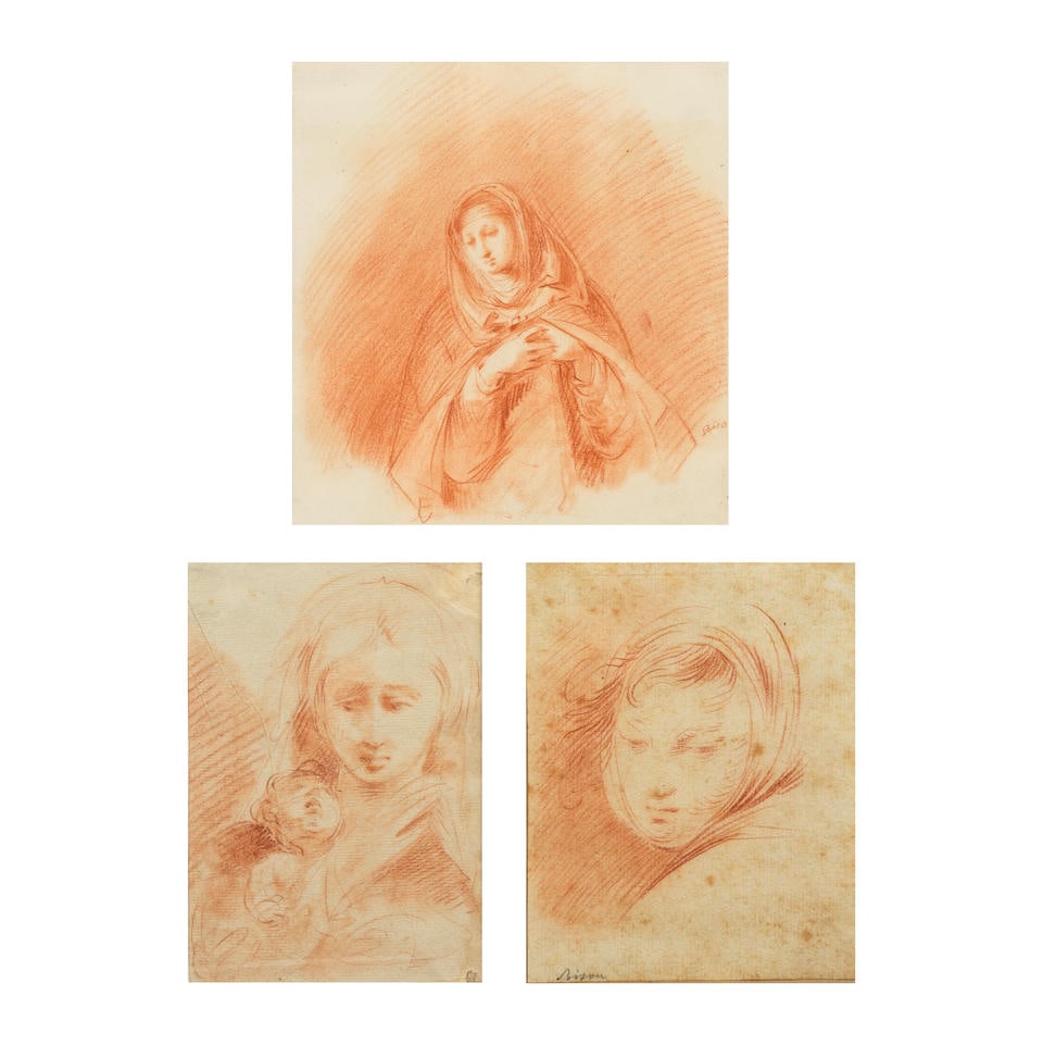 Giuseppe Bernardino Bison (Palmanova 1762-1844 Milan) Trois études : la Vierge à l'Enf... (1 of 2)