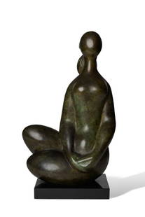 BALTASAR LOBO (1910-1993) Jeune fille de face mains croisées: BALTASAR LOBO (1910-1993) Jeune fille de face mains croisées signé et numéroté 'Lobo E.A. 2/4' (sur la base) bronze Conçu en 1975 signed and numbered 'Lobo E.A. 2/4' (on the b