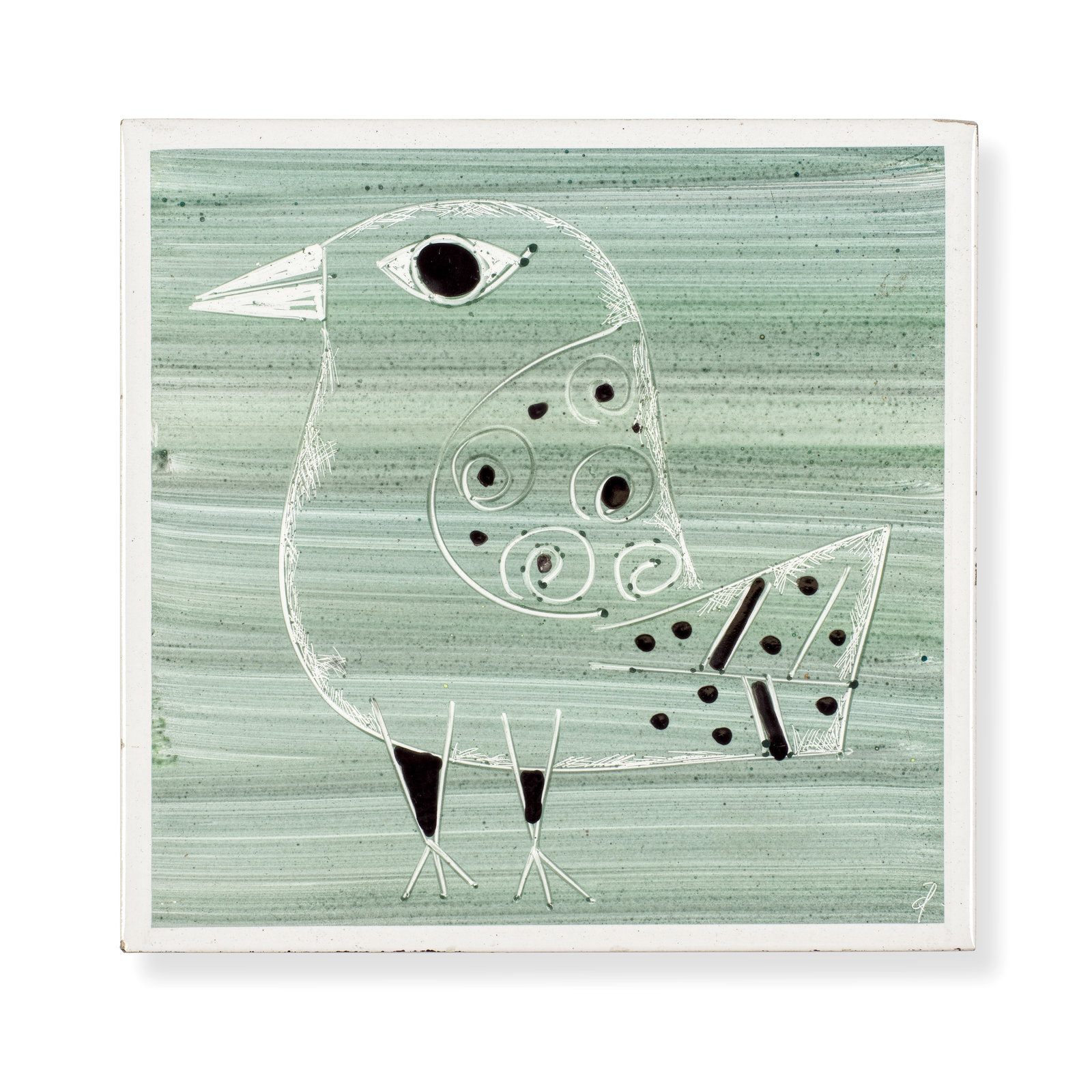 Badri Narayan (1929-2013) Untitled (Tile): Badri Narayan (1929-2013) Untitled (Tile) initial 'B' in Devanagari lower right ceramic tile 5.4 x 5.4cm (2 1/8 x 2 1/8in). Footnotes: Provenance Property from a private c