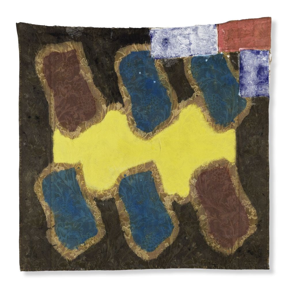 CLAUDE VIALLAT (N. 1936) Sans titre 2004: CLAUDE VIALLAT (N. 1936) Sans titre 2004 porte l'étiquette de l'artiste au revers acrylique sur tissu d'ameublement bears the artist's label on the reverse acrylic on upholstery fabric 114 x