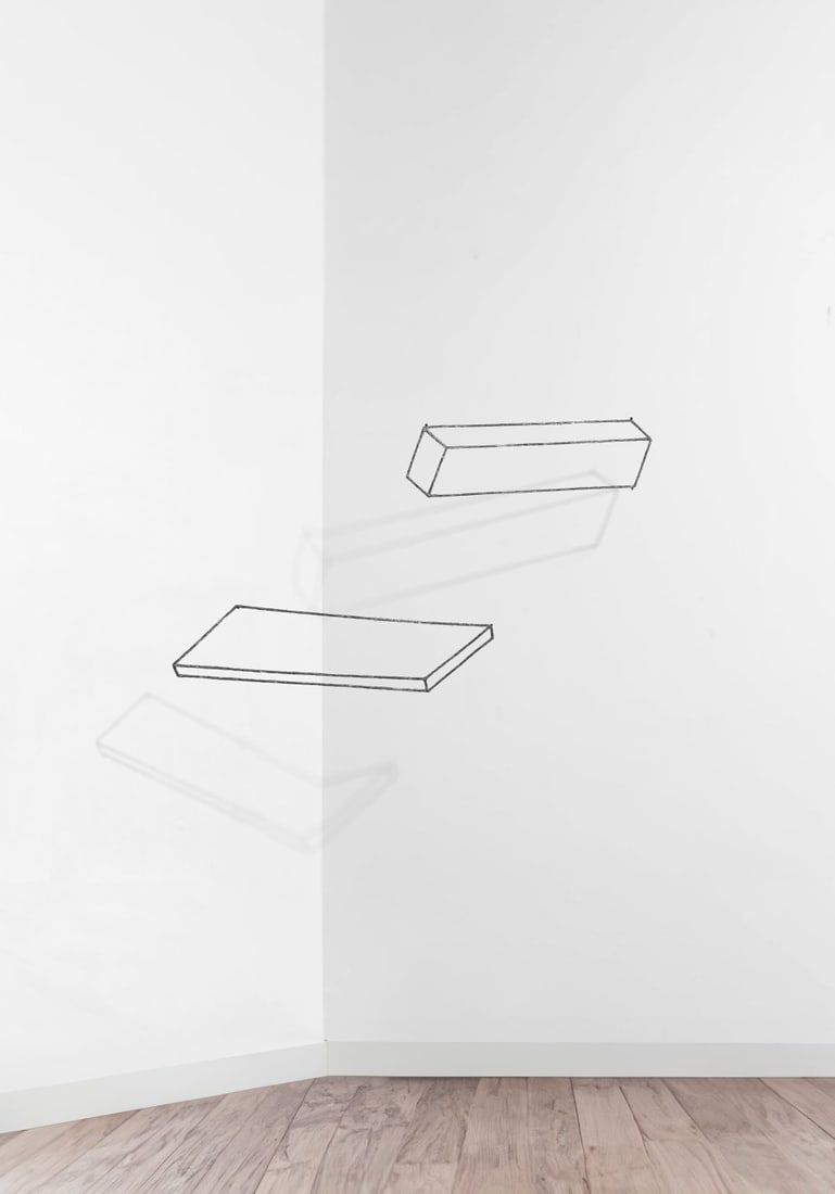 MARKUS RAETZ (1941-2020) Drawing in space 1999-2000: MARKUS RAETZ (1941-2020) Drawing in space 1999-2000 étain tin petit élément: 20.4 x 71 x 4 cm. grand élément: 21 x 92 x 2.2 cm. smaller part: 8