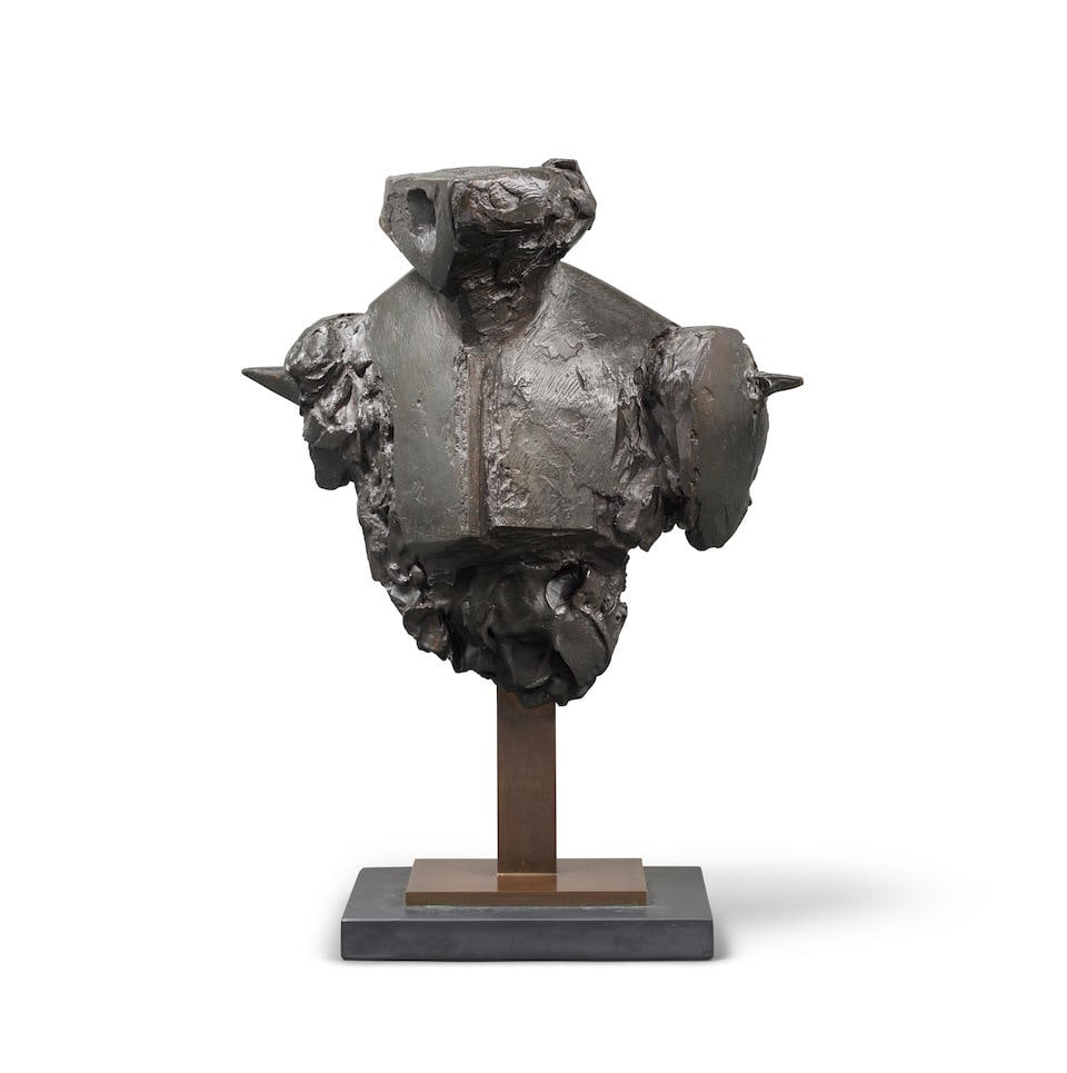 Bernard Meadows (British, 1915-2005) Armed Bust I 48.4 cm. ( 19 1/8 in.) high (including the sl...: Bernard Meadows (British, 1915-2005) Armed Bust I bronze with a black patina on a bronze and slate base 48.4 cm. ( 19 1/8 in.) high (including the slate base) Conceived in 1961, from the edition of 6