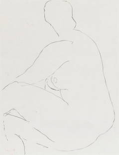 Roger Hilton (British, 1911-1975) Drawing: Seated Nude 62 26.8 x 20.8 cm. (10 1/2 x 8 1/8 in.): Roger Hilton (British, 1911-1975) Drawing: Seated Nude 62 pencil 26.8 x 20.8 cm. (10 1/2 x 8 1/8 in.) Footnotes: Provenance With The Waddington Galleries, London, where acquired by Mr P. Dallas Smith