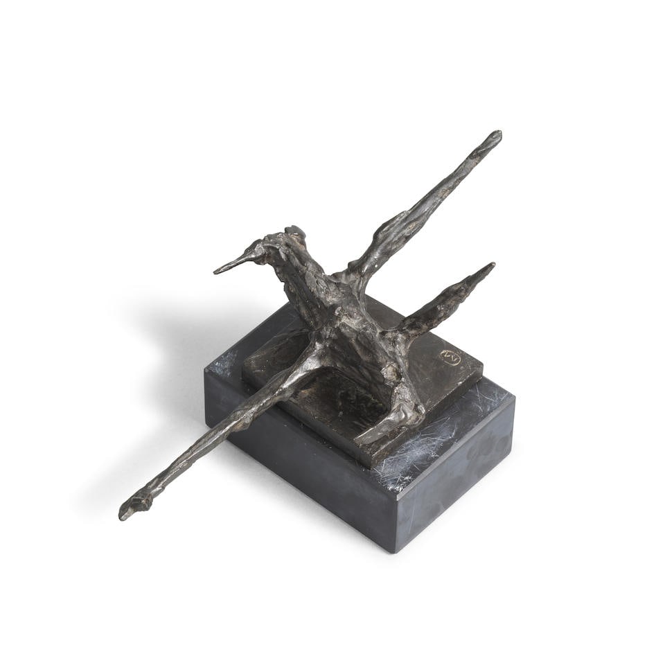 Bernard Meadows (British, 1915-2005) Fallen Bird 28.4 cm. (11 1/8 in.) wide: Bernard Meadows (British, 1915-2005) Fallen Bird signed with monogram (on the bronze base) bronze with a black patina 28.4 cm. (11 1/8 in.) wide This lot is subject to the following lot symbols: AR AR