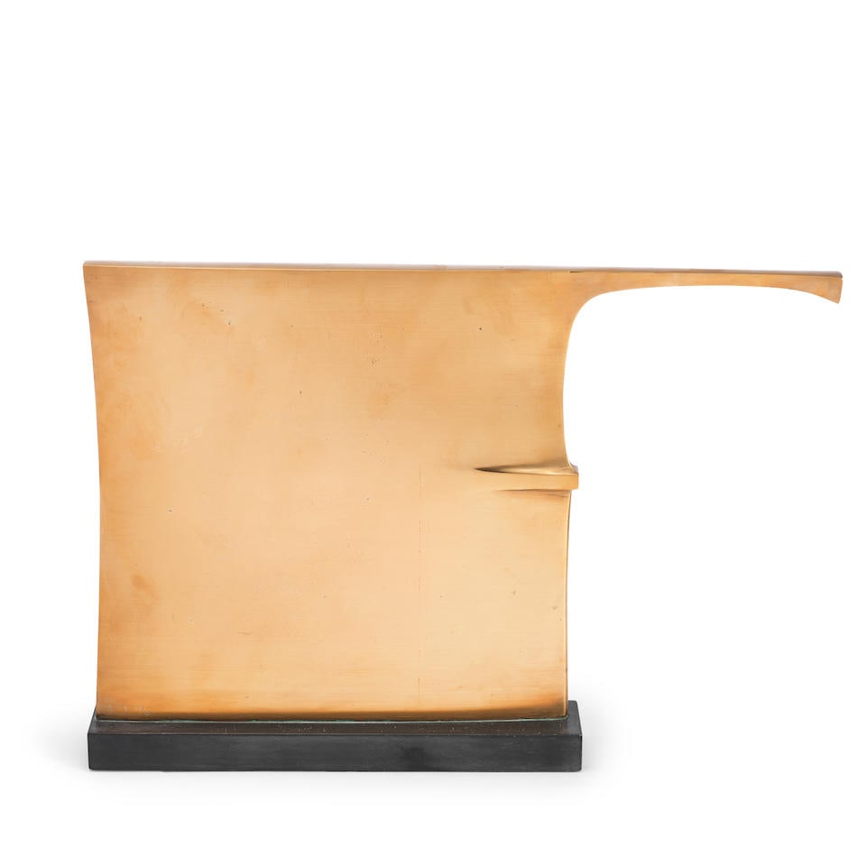 Robert Adams (British, 1917-1984) Slim Bronze/Hatchet Form 31.5 cm. (12 3/8 in.) high (including...: Robert Adams (British, 1917-1984) Slim Bronze/Hatchet Form stamped with initial, numbered and dated 'A 71 5/6' (to the base) polished bronze on a slate base 31.5 cm. (12 3/8 in.) high (including the b