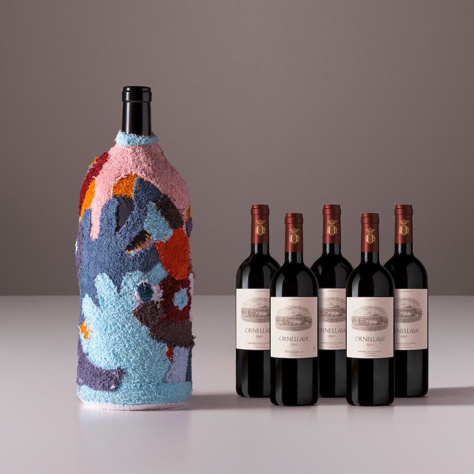 Ornellaia 'La Determinazione' 6 liter signed by Pascale Marthine Tayou, 2022 AND Vertical Ornell...: Ornellaia 'La Determinazione' 6 liter signed by Pascale Marthine Tayou, 2022 AND Vertical Ornellaia, 1990 - 1994 (5x 750ml, 1x 6 liter) Region: Tuscany Label: 6 liter is bottle 2 of 10 Footnotes: This