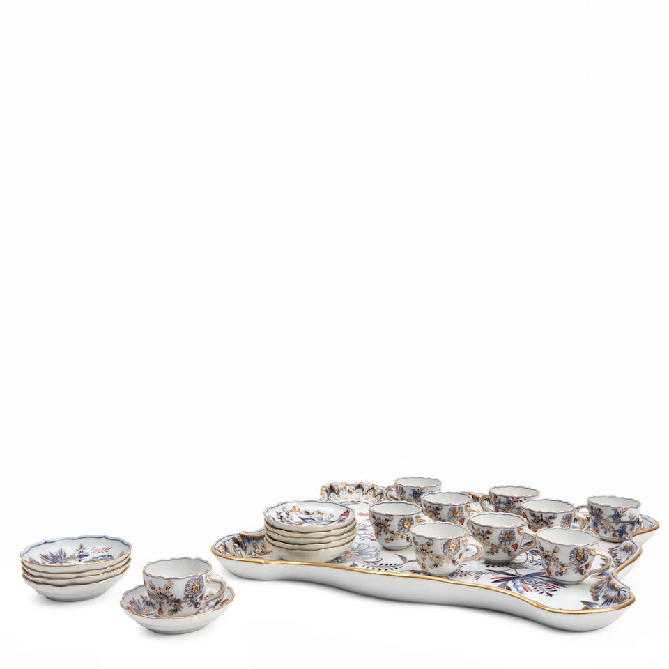 Meissen Porcelain Blue Onion Decorated Coffee Set with Tray,  Germany, late 19th/early 20th cent... (1 of 1)