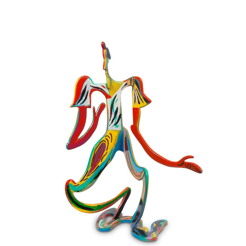 David Gerstein (Israeli, born 1944) Dancing Figure 26.4 cm. (10 3/8 in.) high: David Gerstein (Israeli, born 1944) Dancing Figure signed and numbered '8/12 D.Gerstein' (to the integral base) painted bronze 26.4 cm. (10 3/8 in.) high Footnotes: Provenance Private Collection, U.K.