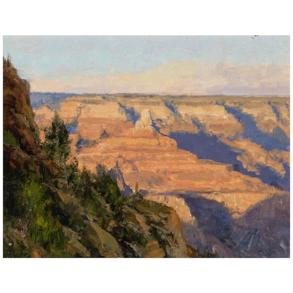 Matt Smith (born 1960) Zoroaster Glow 7 x 9 in.: Matt Smith (born 1960) Zoroaster Glow signed 'Matt Smith' (lower left) and signed again and titled (on the reverse) oil on canvas affixed to panel 7 x 9 in. Footnotes: Provenance Trailside Galleries,