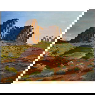 Todd Langley (20th/21st Century) Desert Landscape 14 x 18 in.: Todd Langley (20th/21st Century) Desert Landscape signed 'T. Langley' (lower right) oil on canvas 14 x 18 in. Footnotes: Provenance Bradford's Auction Gallery, Sun City, 30 April 2023, lot 1745. Priva
