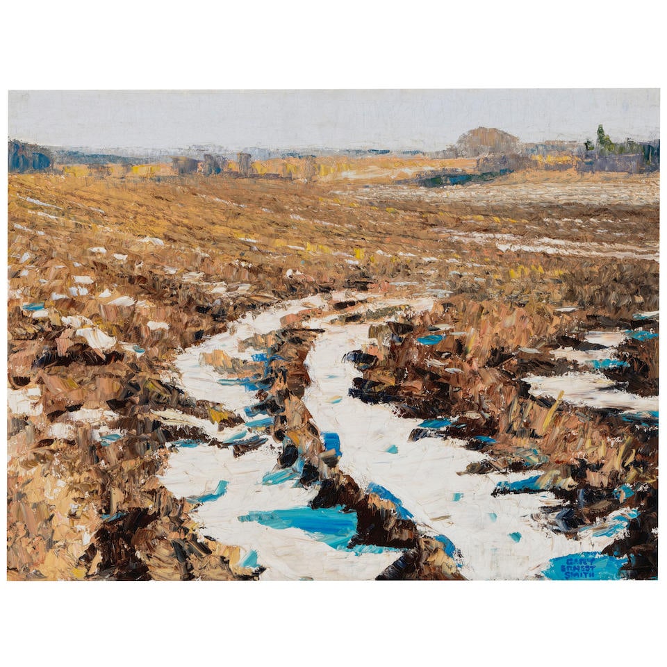 Gary Ernest Smith (born 1942) Turned Earth & Snow 18 x 24 in. (Painted in 2000.) (1 of 4)