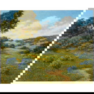 David Chapple (born 1947) Back Country Lilacs  24 x 30 in.: David Chapple (born 1947) Back Country Lilacs signed 'David Chapple' (lower right) and titled (on the reverse) oil on canvas affixed to board 24 x 30 in.  For further information on this lot please vi
