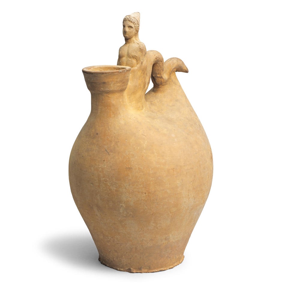 A Canosan pottery askos, the handle in the form of Scylla (1 of 1)