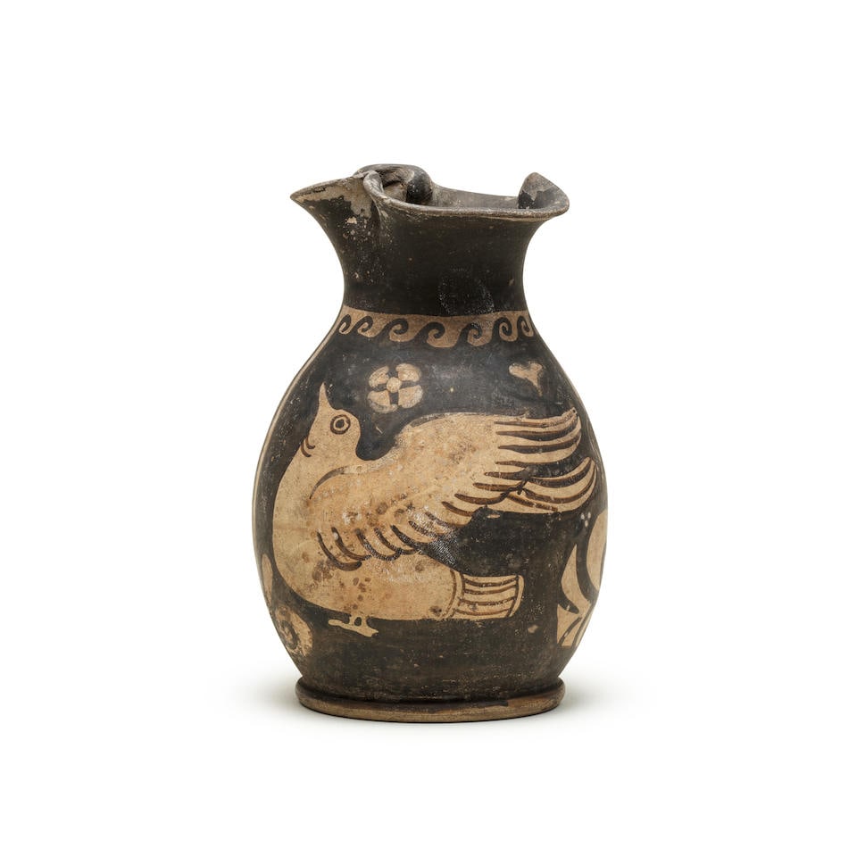 An Apulian red-figure chous decorated with a bird in flight (1 of 2)