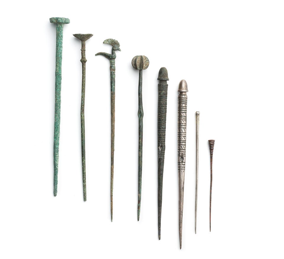 Two Near Eastern silver pins and six Near Eastern bronze pins 8 (1 of 1)