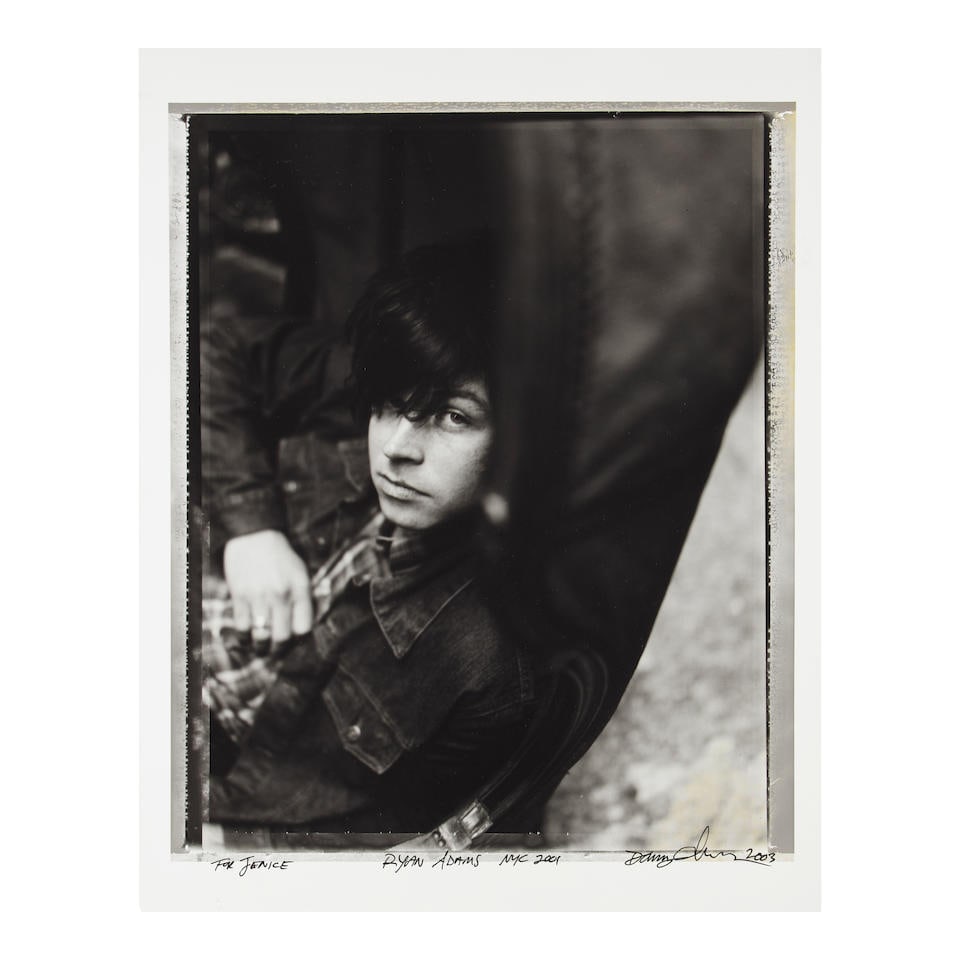 Danny Clinch (American, born 1964): Ryan Adams, NYC, 2001, printed later,: Danny Clinch (American, born 1964): Ryan Adams, NYC, 2001, printed later, archival photographic print, inscribed For Jenice and signed and dated in black ink by the photographer, 11 x 14in Lot to be s
