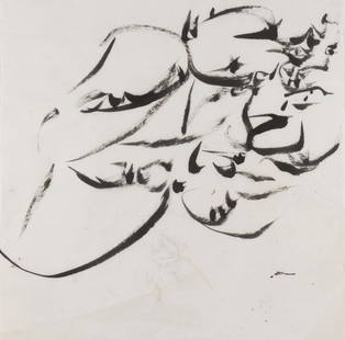CHRISTIAN DOTREMONT (1922-1979) Logogramme , texte incertain: CHRISTIAN DOTREMONT (1922-1979) Logogramme , texte incertain Circa 1972 Signé en bas à droite Encre de Chine sur papier japonais Getekend rechtsonder Oost-Indische inkt op Japans paper