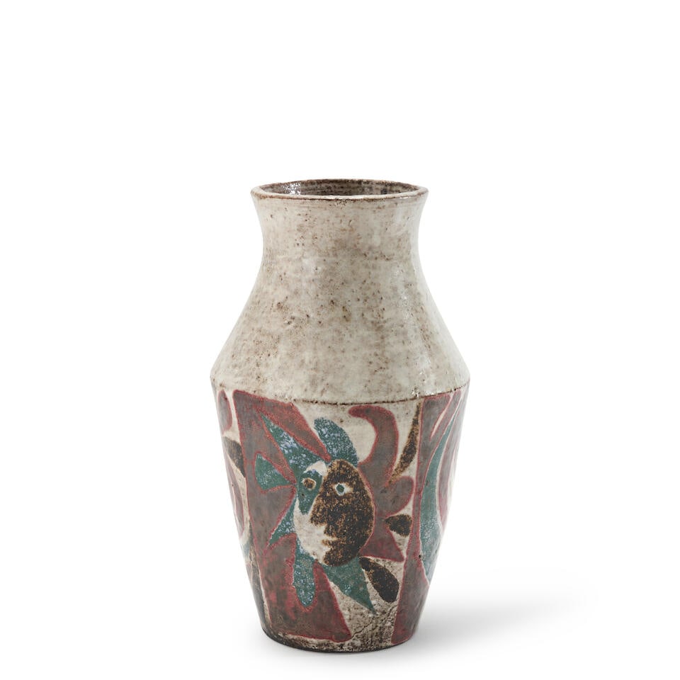 JEAN DERVAL (1925-2010) VASE France, c. 1955, glazed ceramic, painted mark 'Jean Derval,' ht. 10...: JEAN DERVAL (1925-2010) VASE France, c. 1955, glazed ceramic, painted mark 'Jean Derval,' ht. 10 1/4 in. Footnotes: Note Derval was one of the most prolific and best-known French ceramicists of the mi