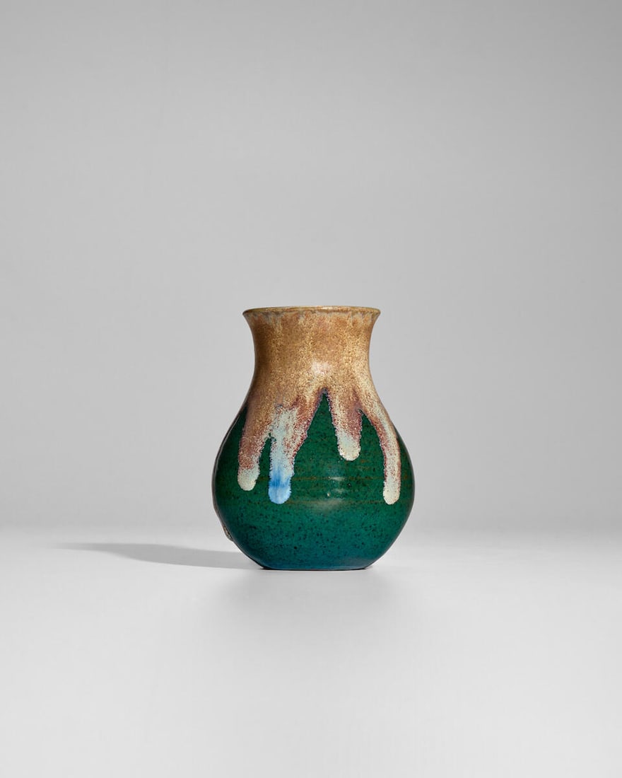AUGUSTE DELAHERCHE (1857-1940) Vasecirca 1905glazed stoneware, incised 'Ag. Delaherche' and orde...: AUGUSTE DELAHERCHE (1857-1940) Vase circa 1905 glazed stoneware, incised 'Ag. Delaherche' and order cypher height 4 1/4in (11cm); diameter 3 1/4in (8.5cm) Footnotes: Note Delaherche was a pivotal forc