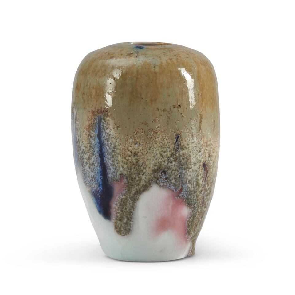 AUGUSTE DELAHERCHE (1857-1940) VASE France, c. 1915, glazed porcelain, marked 'ag' and with orde...: AUGUSTE DELAHERCHE (1857-1940) VASE France, c. 1915, glazed porcelain, marked 'ag' and with order cypher, ht. 2 5/8 in. Footnotes: Note Delaherche was a pivotal force in France's Art Nouveau tradition