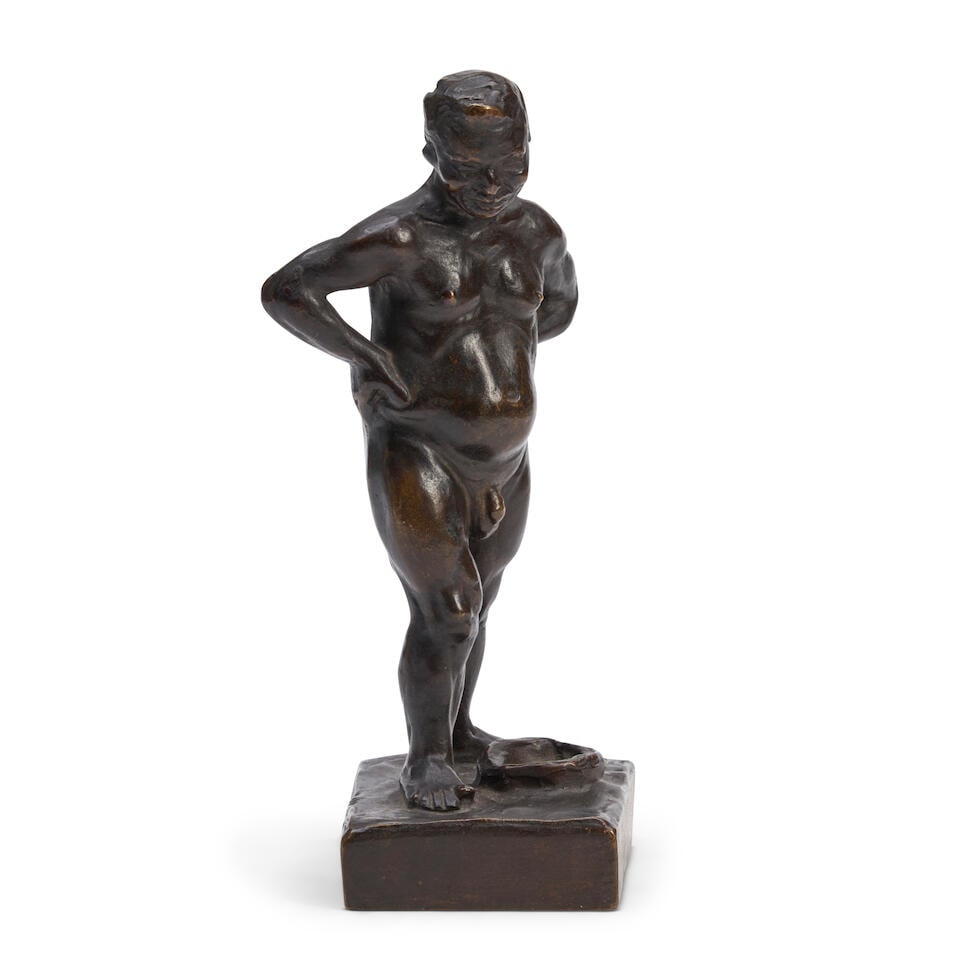 KAI NIELSEN (1882-1924) FIGURAL SCULPTURE Denmark, c. 1910, patinated bronze, signed 'Kai Nielse...: KAI NIELSEN (1882-1924) FIGURAL SCULPTURE Denmark, c. 1910, patinated bronze, signed 'Kai Nielsen,' foundry mark conjoined 'DK' and '2,' ht. 8 1/2 in. Footnotes: Provenance Bruun-Rasmussen, April 25,