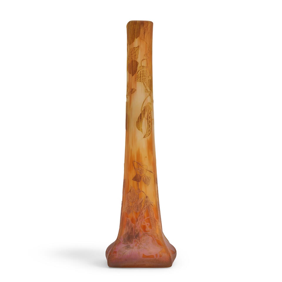 DAUM CAMEO GLASS VASE Nancy, France, c. 1910, cameo mark 'Daum Nancy' and Cross of Lorraine, ht.... (1 of 3)