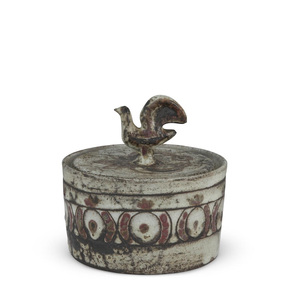 JEAN DERVAL (1925-2010) COVERED BOX Vallauris, L'Atelier du Portail, c. 1955, glazed ceramic, in... (1 of 2)