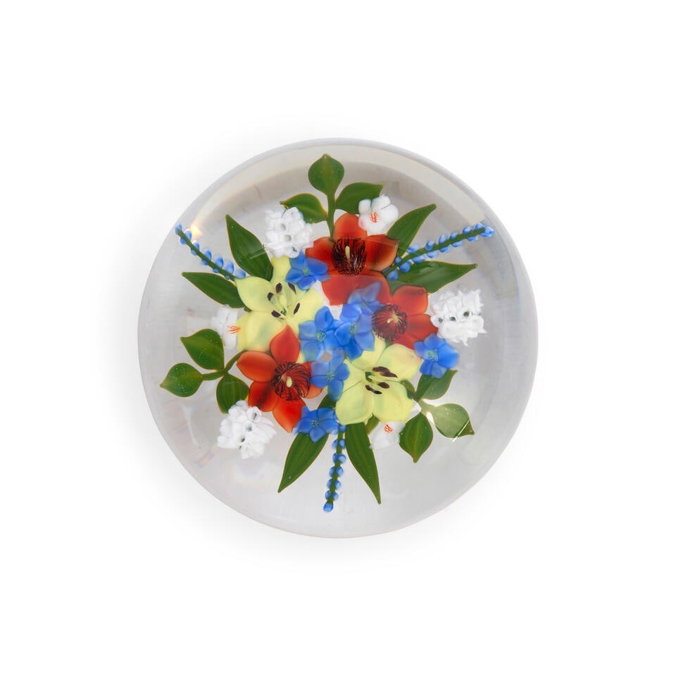 PAUL J. STANKARD (B. 1943) FLORAL BOUQUET GLASS PAPERWEIGHT dated 1979, 'S' signature cane and i... (1 of 3)