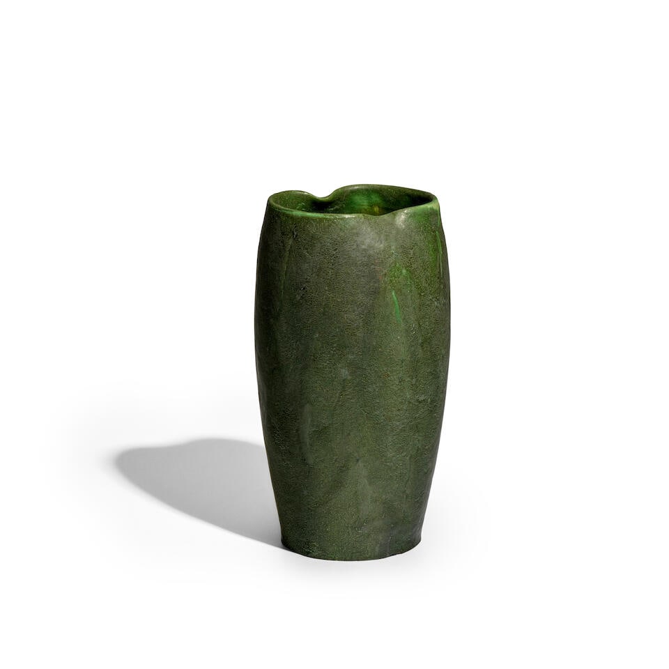 GRUEBY FAIENCE COMPANY VASE Boston, Massachusetts, 1900-1910, green matte-glazed earthenware, im... (1 of 7)
