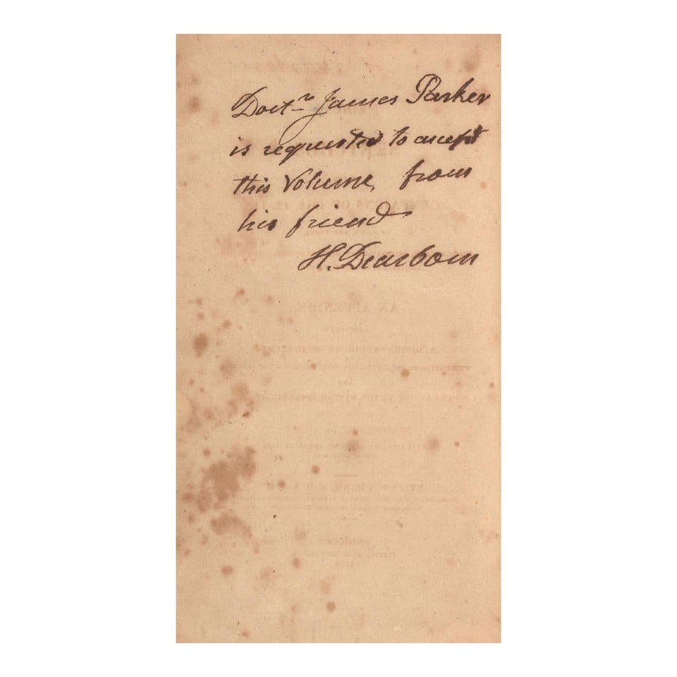 A FINE ASSOCIATION COPY OF MANN'S RECORD OF MEDICINE DURING THE WAR OF 1812, GIVEN BY HENRY DEAR... (1 of 3)