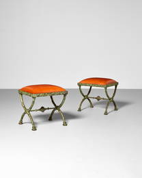 DIEGO GIACOMETTI (1902-1985)   Pair of 'X-Form' Stools, Troisi&#232;me Version designed circa 19...