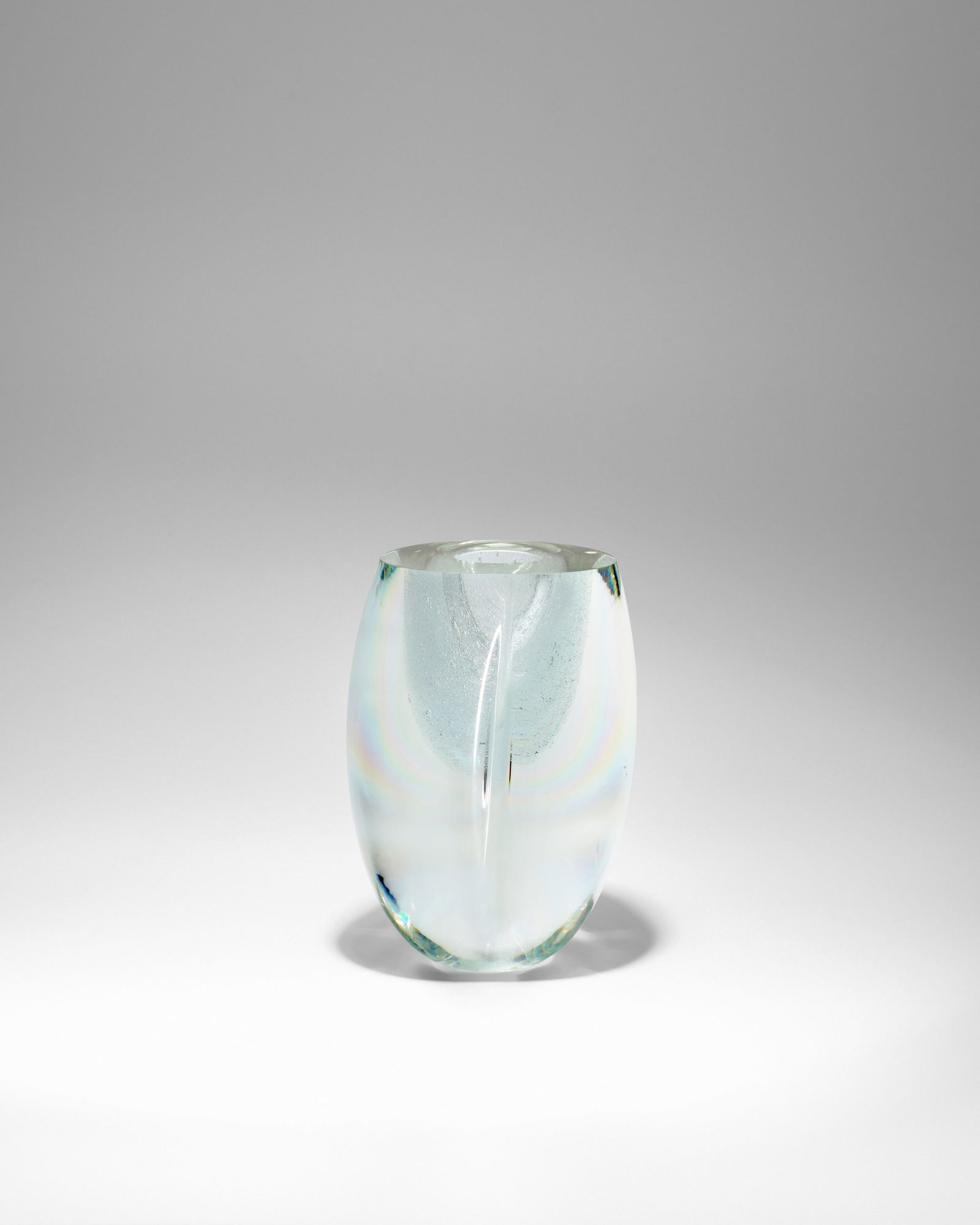 TIMO SARPANEVA (1926-2006) Exhibition Claritas Vase1984stick-blown glass, engraved 'TIMO SARPANE...: TIMO SARPANEVA (1926-2006) Exhibition Claritas Vase 1984 stick-blown glass, engraved 'TIMO SARPANEVA IITTALA 1984 C 1289' height 9 3/8in (23.8cm); width 5 1/2in (14cm) Footnotes: Provenance Private Co