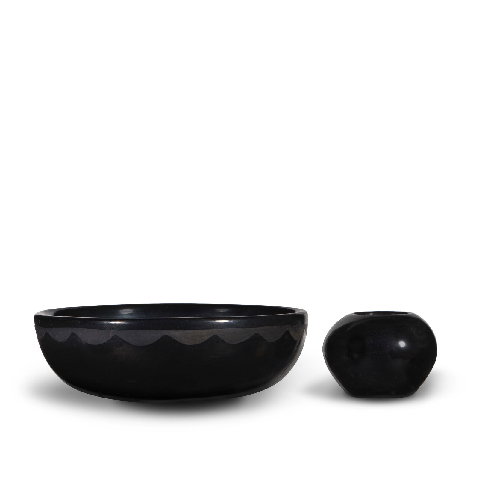 Two Maria Martinez blackware pottery items (1 of 1)