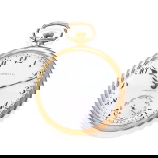 PATEK PHILIPPE & CO. FOR TIFFANY & CO.: AN ANTIQUE 18K GOLD OPEN FACE POCKET WATCH: PATEK PHILIPPE & CO. FOR TIFFANY & CO.: AN ANTIQUE 18K GOLD OPEN FACE POCKET WATCH The white dial with Arabic numberal indicators and subsidiary seconds dial, stem-wind, stem-set 18-jewel movement, gr