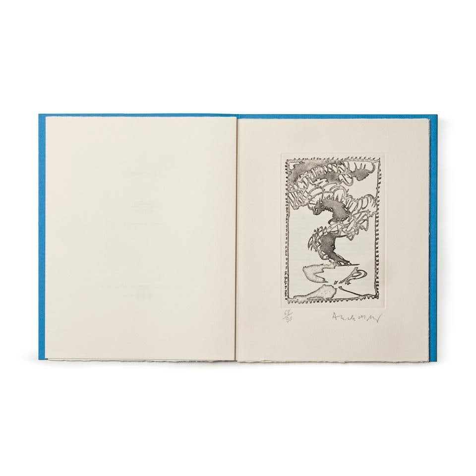 JEAN FRÉMON (NÉ EN 1946) ET PIERRE ALECHINSKY (NÉ EN 1927) Wellen-Ondes Hannover...: JEAN FRÉMON (NÉ EN 1946) ET PIERRE ALECHINSKY (NÉ EN 1927) Wellen-Ondes Hannover, Edition M,1991 Cahier in-4°(250 x 197), en feuilles, sous couverture bleue imprimée comprenan