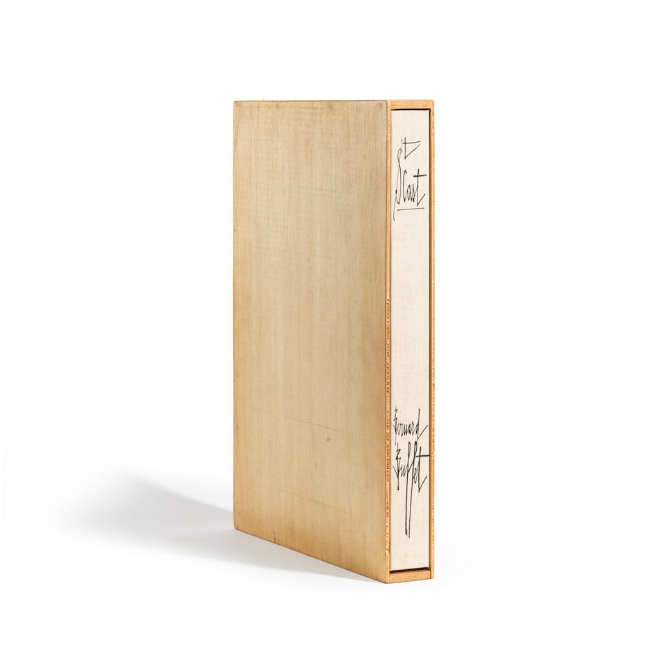 BERNARD BUFFET (1928-1999) Saint Cast, Souvenirs d'enfance, 1962 In-folio, en feuilles, couvertu...: BERNARD BUFFET (1928-1999) Saint Cast, Souvenirs d'enfance, 1962 In-folio, en feuilles, couverture et chemise toile grise, étui bois de l'éditeur Ouvrage, illustré par Bernard Buffet ;