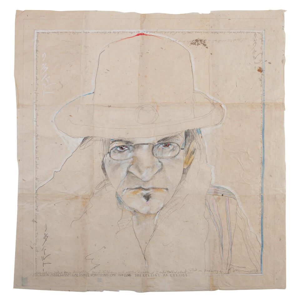 A Rick Bartow drawing, 'Selbst im Hamburg 52 Jahr,' 1998 (1 of 1)