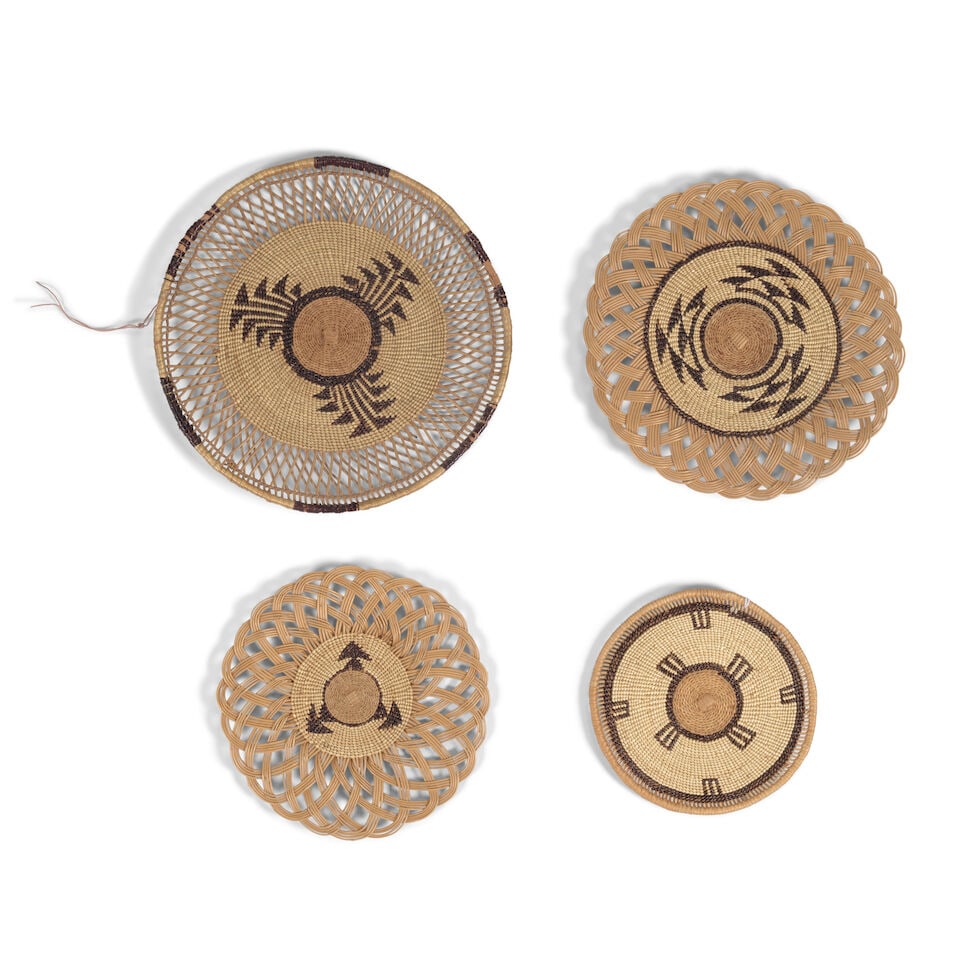 Four Northwest California basketry trays (1 of 1)