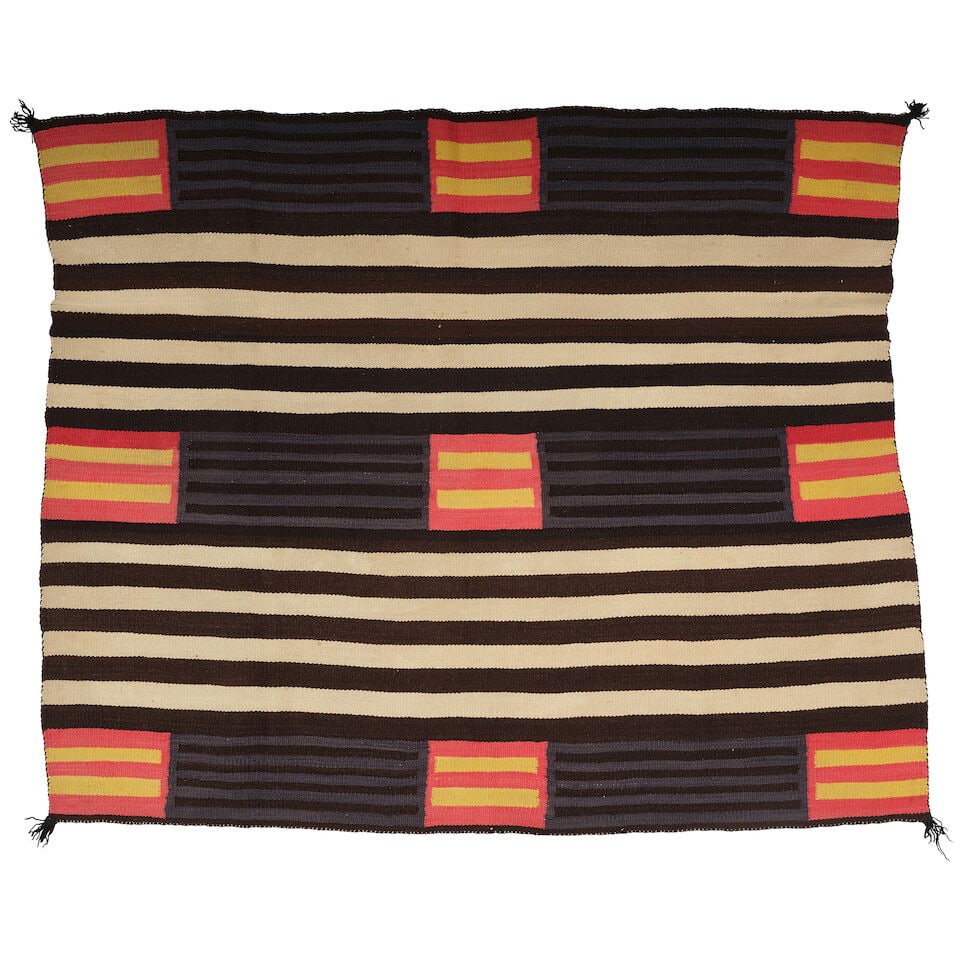 A Diné (Navajo) third phase woman's wearing blanket-style rug (1 of 2)