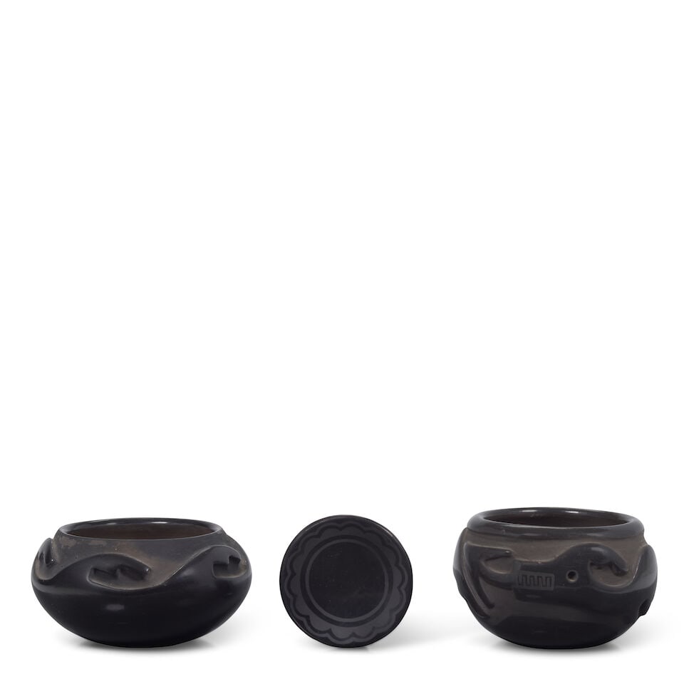 Three Crucita Calabaza (Blue Corn) blackware pottery objects (1 of 1)