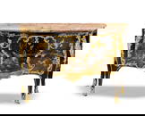 An important Louis XV ormolu mounted Japanese lacquer and Parisian varnish serpentine commode by...